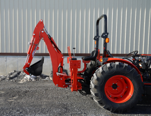 Backhoe in transport position